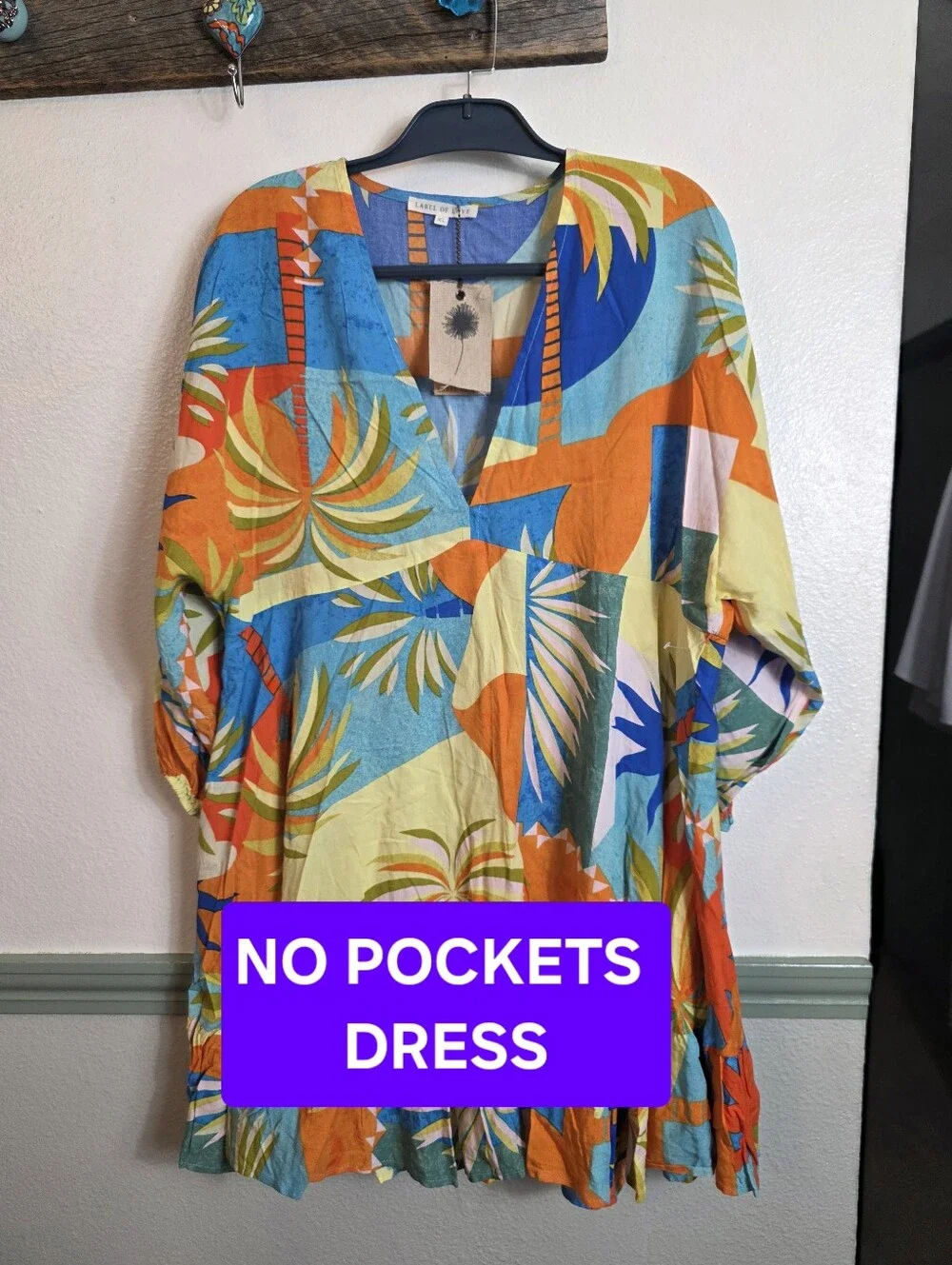 Label of Love Aisha Tropical Palm Print Tiered Mini Dress XL NWT Boho Resort - Picture 12 of 13